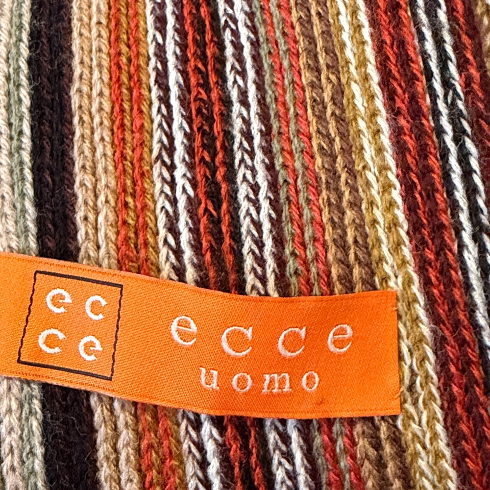 Ecceuomo Striped Multicolor men’s fringe Scarf - Picture 3 of 5